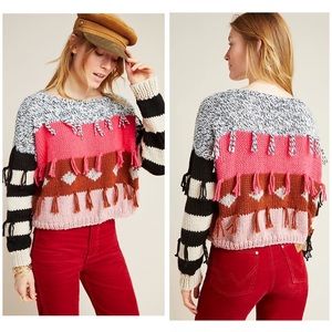 Anthropologie Veroalfie Pina Fringed Sweater S/XS